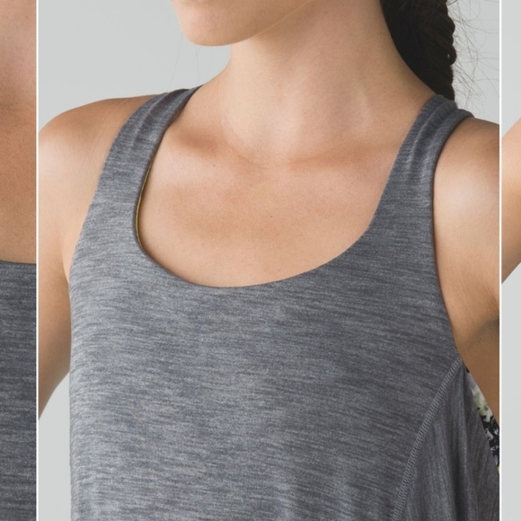 Lululemon Wild Tank Open Crossback Heathered Gray / Neon Yellow Size 6 - Picture 4 of 13